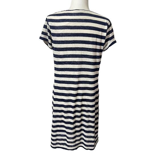 THEORY Soft Linen Shirt Dress Navy & White Striped Small Nautical Karelo - Picture 6 of 16